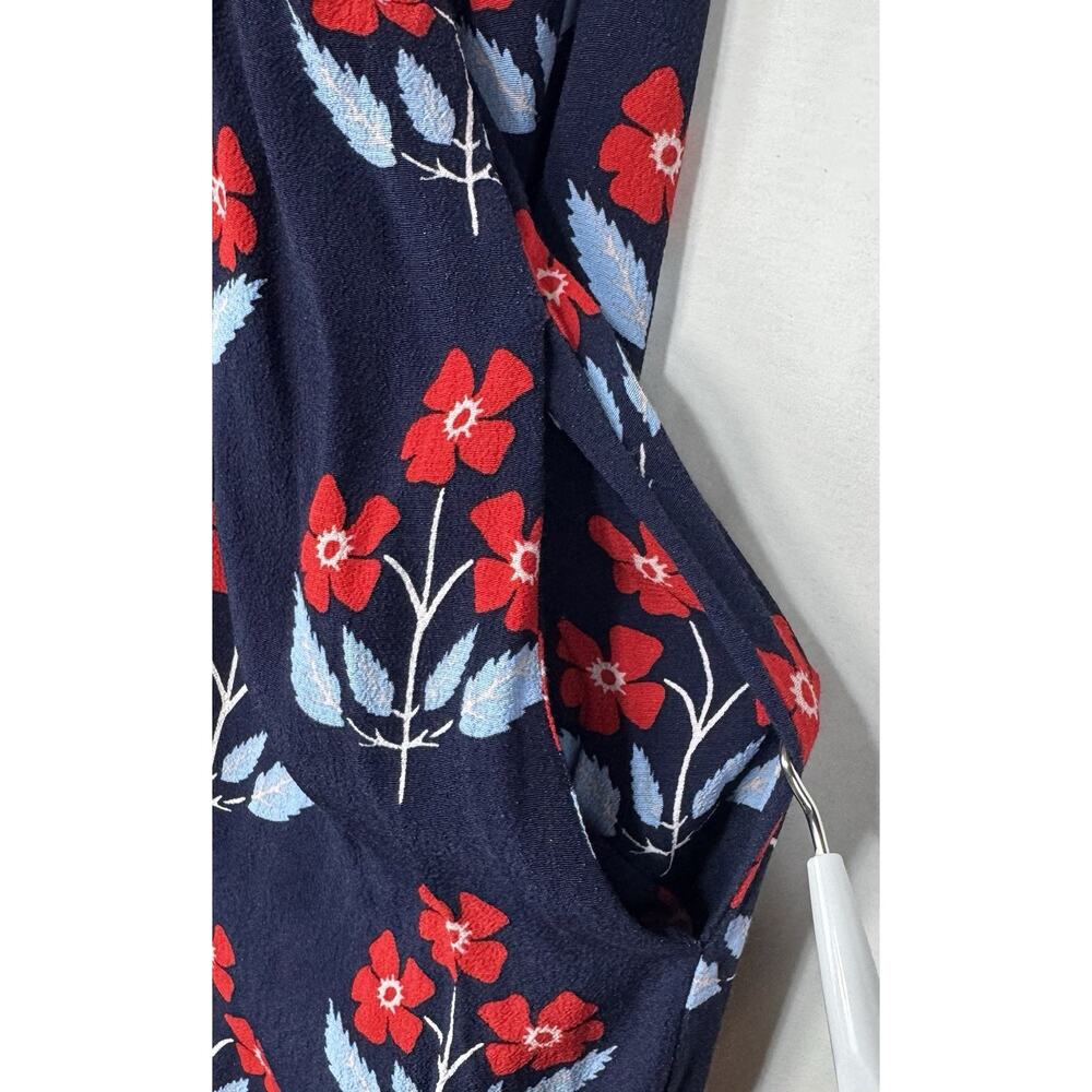 Boden Womens Blue Red Floral Square Neck Smocked Long Sleeve Pockets Maxi Sz 20 - Picture 4 of 5